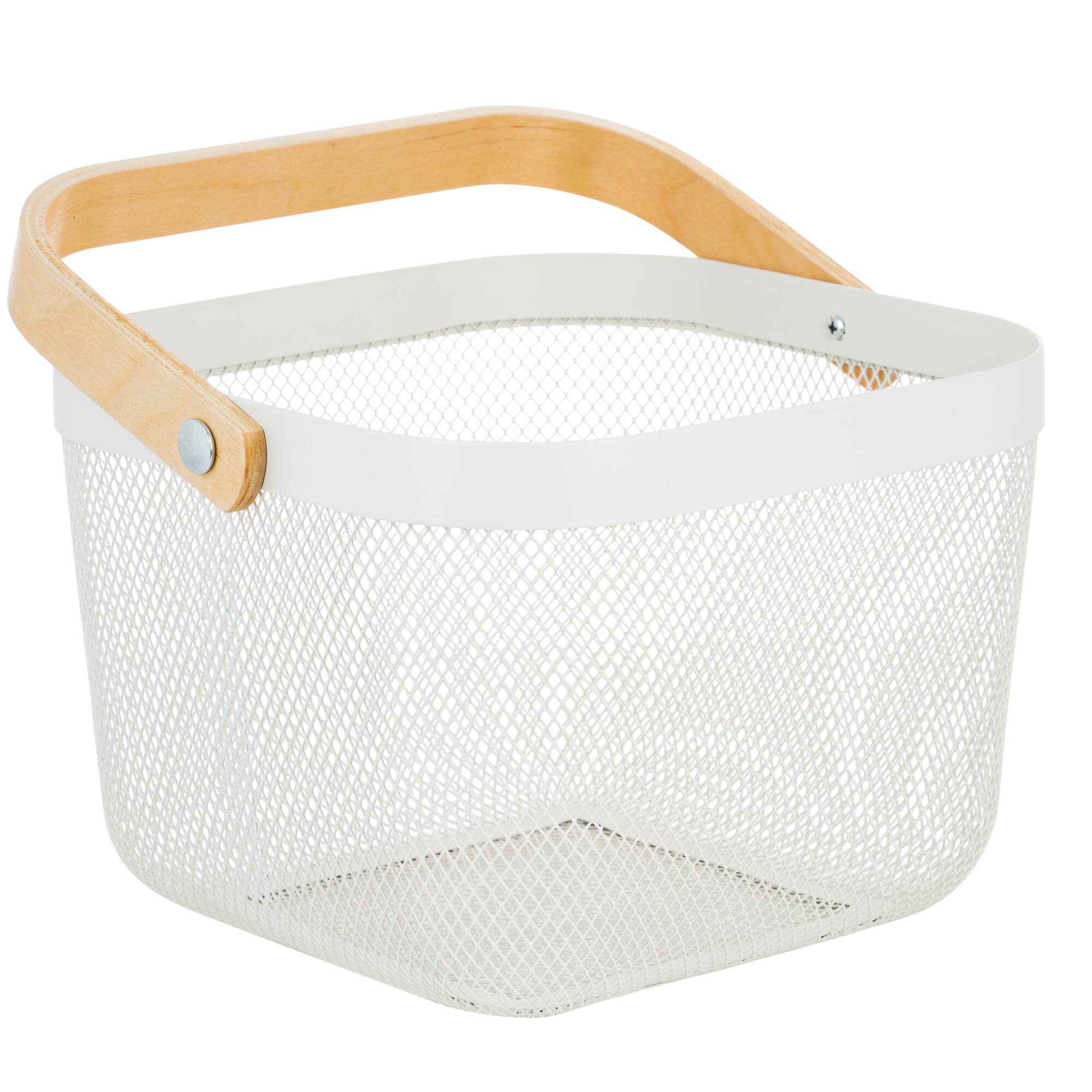Simplify White Mesh Tote with Bamboo Handle